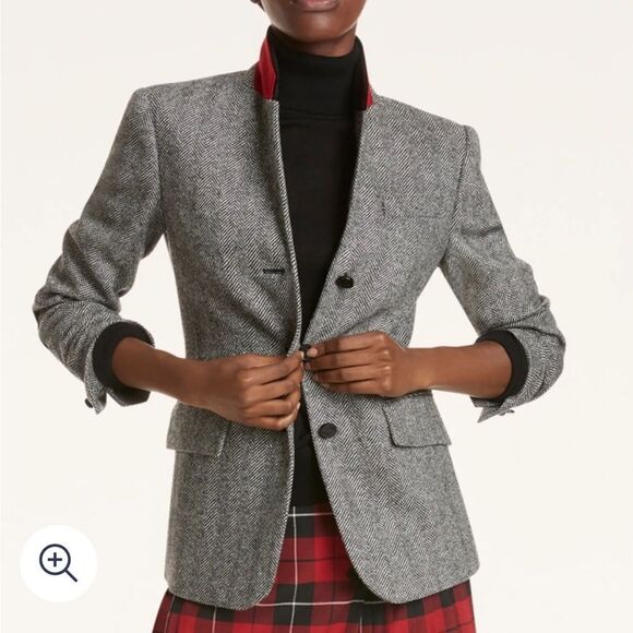 Brooks Brothers Wool Herringbone Elbow Patch Blazer | Size 2 - Picture 1 of 14